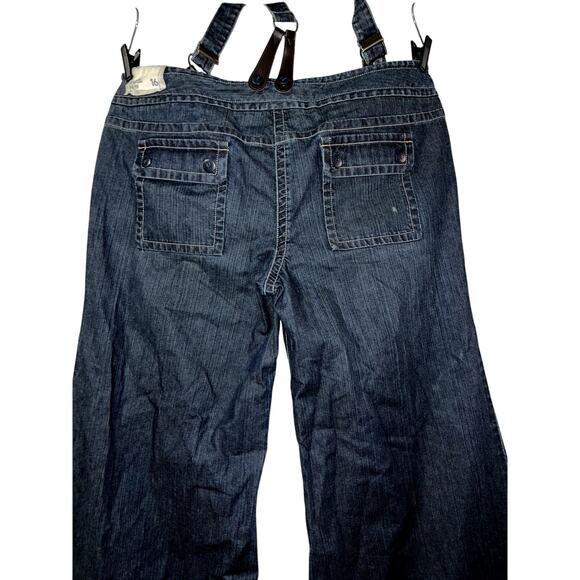Ann Taylor LOFT Jeans Women's Sz 16 Blue Y2K Full Leg Wide Denim Suspender Jean - Picture 5 of 16